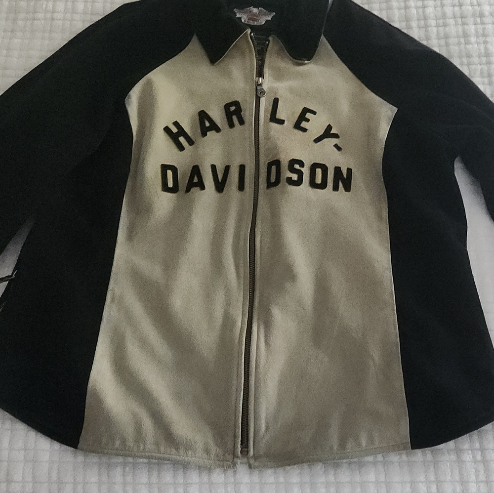 Harley-Davidson Black and Tan Zip-Up Jacket
